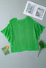 Scallop Edge Half Sleeve Pointelle Knit Top