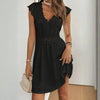 Women’s V‑Neck Short‑Sleeve Dress with Lace Trim by FitiqueFit
