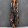 Women’s Cotton Linen Sleeveless Tank Top and Wide-Leg Pants Set by FitiqueFit