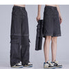 Two-way Detachable Tooling Style Worn Jeans Men And Women