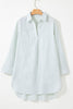 Striped Johnny Collar Long Sleeve Mini Shirt Dress
