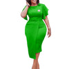 Women's Summer New Solid Color High Waist Temperament Commuter Ruffle Sleeve Dress