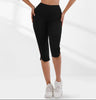 Women's High-Waisted Slim Capri Pants with Slit Hem — Black by FitiqueFit