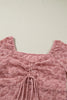 Peach Blossom Drawstring Knot Detail Floral Lace Blouse by Wild and Free Boutique