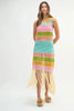 Multi Color Fringed Crochet Knit Dress For Women – Crochet Knit Dress, Fringed Dress, Multi-Color Dress, Bohemian Knit Dress, Festival Dress by Stevvex