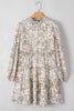 Floral Printed Mock Neck Long Sleeve Mini Dress Stylish Charming Printed Dress For Women by Stevvex