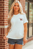 White Game Day Bowknot Embroidered Graphic Casual Tee by Wild and Free Boutique
