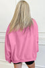 Bright Pink Oversize Blessed Embroidered Mock Neck Sweatshirt by Wild and Free Boutique