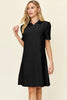 Double Take Full Size Texture Collared Neck Short Sleeve Dress Textured Dress For Women by Stevvex