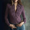 Deerskin Velvet Long Sleeve Patchwork Blouse | Retro Style by FitiqueFit