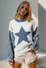 Double Take Star-Pattern Raw-Edge Long Sleeve Sweater by FitiqueFit