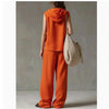 Sleeveless Hooded Top & Wide-Leg Pants Set | High-Waist Two-Piece by FitiqueFit