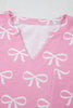 Bowknot Printed Notched T-Shirt and Shorts Set by Simply Love