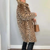 Leopard Print Plush Jacket — Cozy Loose-Fit Mid-Length Outwear by FitiqueFit