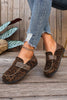 Coffee Faux Suede PU Leather Patchwork Retro Buckle Slip On Shoes by Wild and Free Boutique
