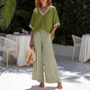 Women's Striped Tunic Top & Casual Trousers Two-Piece Set by FitiqueFit