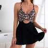 Women's Cutout Sling One-Piece Swimsuit – Built-In Chest Pad & Skirt Hem by FitiqueFit