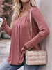 Pleated Square Neck Long Sleeve T-Shirt by Simply Love