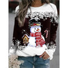 Snowman Printed Panel Loose Sweater – Casual Holiday Knit for Women by FitiqueFit