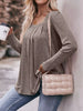 Pleated Square Neck Long Sleeve T-Shirt by Simply Love