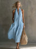 Women's Retro V-Neck Slip Dress – Loose Fit Sleeveless by FitiqueFit