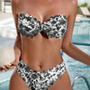 Bikini Sensual Bandeau Bow Tie 2 Piece Bikini Swimsuit for Women – Trendy High Stretch Printed Bikini Set with Flattering Bandeau Top and Classic Bottoms – Fashionable Swimwear for Poolside Lounging Beach Vacations and Summer Style Statements by Stevvex