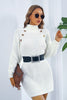 Buttoned Turtleneck Long Sleeve Sweater Dress