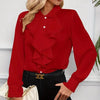 Women’s Ruffled Collared Blouse | Long Sleeve Dressy Work Top by FitiqueFit