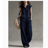 Sleeveless Hooded Top & Wide-Leg Pants Set | High-Waist Two-Piece by FitiqueFit