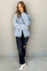 Myosotis Denim Jacket Zip Up With Elastic Hem Raglan Sleeves