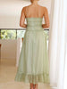 Vintage Ruffled Hem Midi Dress With Tied And Ruched Detail Elegant Feminine Girls Dress by Stevvex
