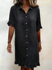 Women's Faux Denim Ruffle-Sleeve Shirt Dress by FitiqueFit