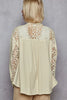 POL Button Down Raw Edg Shirt with Pearl Lace Patch