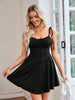 Women's Fashion Summer Solid Color Pleated Design Lace-Up Halter Dresses by FitiqueFit