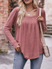 Pleated Square Neck Long Sleeve T-Shirt by Simply Love