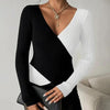Women's Elegant V-Neck Cross Front Sweater by FitiqueFit
