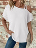 Asymmetrical Neck Short Sleeve T-Shirt by Simply Love