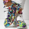 Round-Toe Thick-Sole Lace-Up Sneakers — Women’s Casual Print Shoes by FitiqueFit