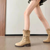 Solid Color Chunky Heel Ankle Boots Women | Versatile Style by FitiqueFit