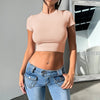 Women's Slim Fit Midriff-Baring Short Sleeve Crop Top by FitiqueFit