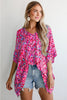 Pink Abstract Print V Neck Half Sleeve Loose Fit Tunic Blouse by Wild and Free Boutique