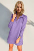 Double Take Textured Zip Long Sleeve Dress Classic Zip-Up Dress for Women Comfortable Outdoor Dress by Stevvex