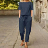 Wide-Leg Pants Two-Piece Set – Solid Color Casual Lounge Suit by FitiqueFit