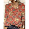 Women's Geometric Print Long Sleeve Loose Casual Tee by FitiqueFit