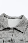 Solid Textured Flap Pocket Buttoned Shacket