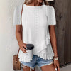 Women’s Casual Solid Color Short Sleeve Crew Neck Top by FitiqueFit