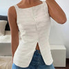 Trendy Square Neck Button Up Vest Top Y2k Going Out Tank Tops by FitiqueFit