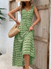 Vintage Printed V-Neck Tie Waist Midi Dress Lightweight Trendy & Elegant Dress for Women by Stevvex