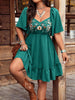 Women's Floral Embroidered Ruffle Short-Sleeve Midi Dress by FitiqueFit