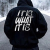 "It Is What It Is" Distressed Hoodie by Dog Mom Hat